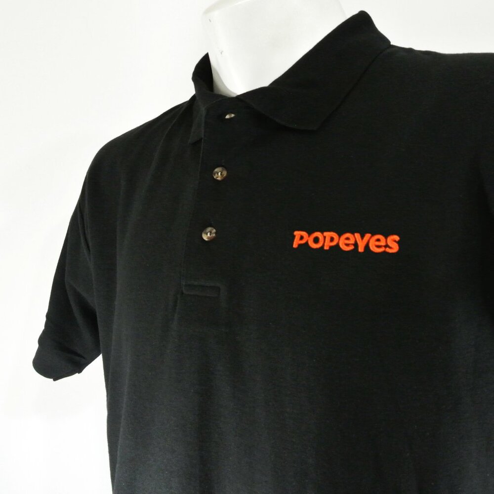 POPEYES FRIED CHICKEN Employee Uniform Polo Shirt Black NEW Size L Large
